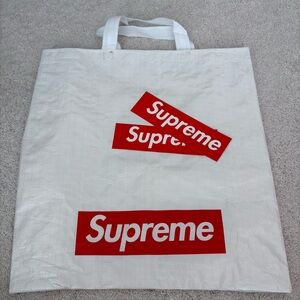 Supreme White Tote Bag and 2 Stickers